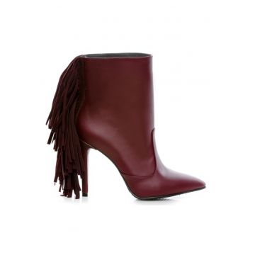 Botine dama Piele Naturala Fringe Marsala