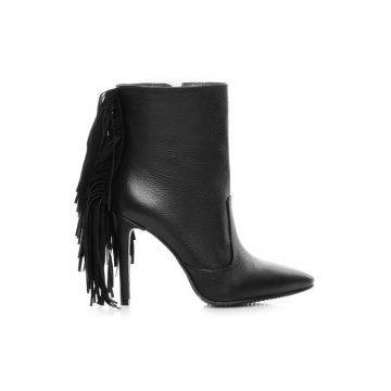 Botine dama Piele Naturala Fringe Negru