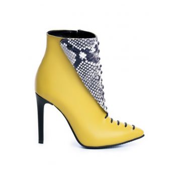Botine dama Piele Naturala Galben Gia