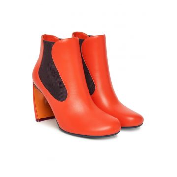 Botine dama  piele naturala - rosu - Rosu