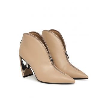 Botine dama  Timeless - piele naturala - bej