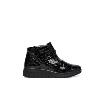 Botine dama VL006 -  Piele naturala - Negru