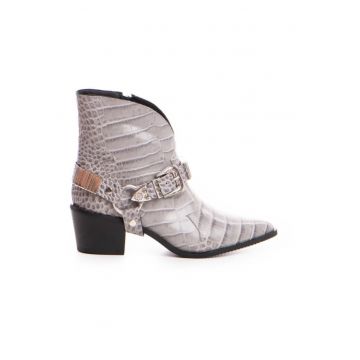 Ciocate dama Piele Naturala Gri Metal Bronx