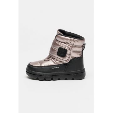 Ghete cu inchidere velcro si aspect metalizat - Negru/Lila pal