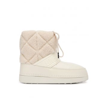 Ghete dama -  de zapada - ecru - piele ecologica