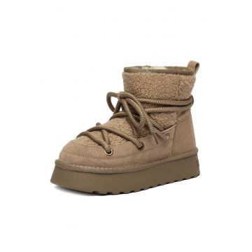 Ghete dama  de zapada - piele naturala - gri