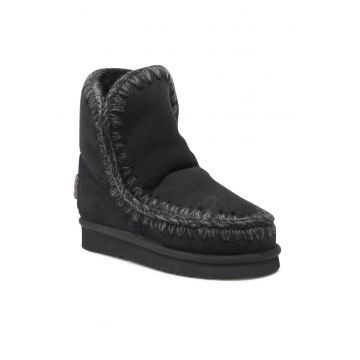 Ghete dama  Eskimo 18 Glitter Lo - piele naturala - negru