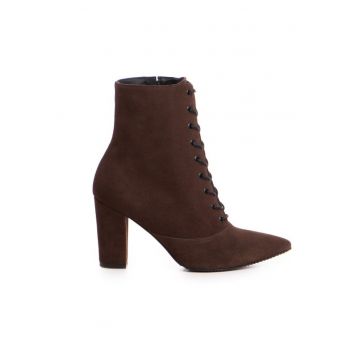 Ghete dama Lace-Up Maro Piele Naturala - Marimea
