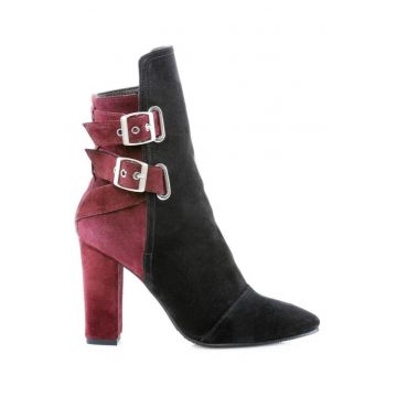 Ghete dama Piele Naturala Black Burgundy Rock the City