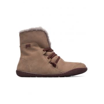 Ghete din piele nabuc cu captuseala din blana Peu - Gri