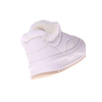 Ghete flatform din piele cu captuseala din lana de miel - Alb
