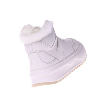 Ghete flatform din piele cu captuseala din lana de miel - Alb