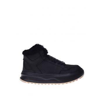 Ghete flatform din piele - Negru
