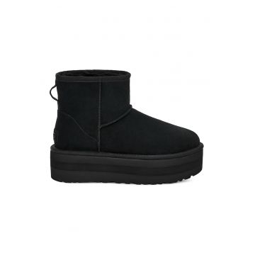 Ghete flatform rezistente la apa din piele intoarsa Classic Mini - Negru