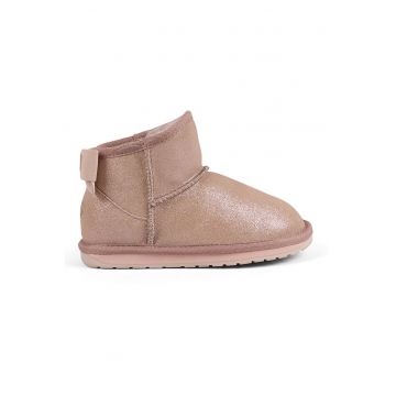 Ghete slip-on de piele intoarsa cu aspect stralucitor - Maro camel