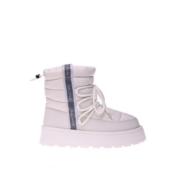 Ghete slip-on flatform cu garnituri din piele - Alb fildes