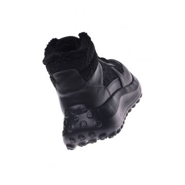 Ghete wedge cu garnituri din piele - Negru