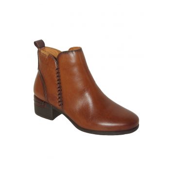 Botine dama  MALAGA - piele naturala - culoare maron - cu fermoar - tocul de 4 cm