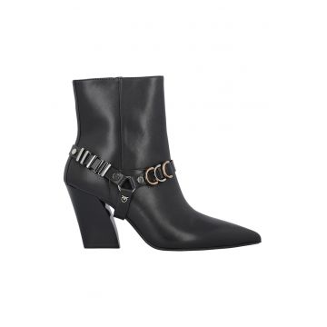 Botine de piele cu detalii metalice - Negru