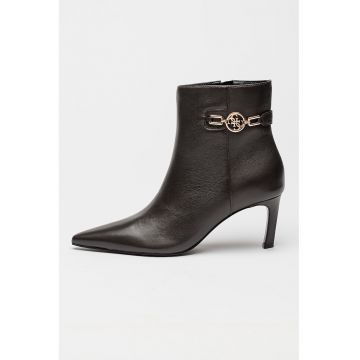 Botine de piele cu varf ascutit Paislie - Maro inchis