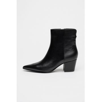 Botine de piele ecologica cu fermoar - Negru