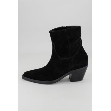 Botine Western de piele intoarsa - Negru
