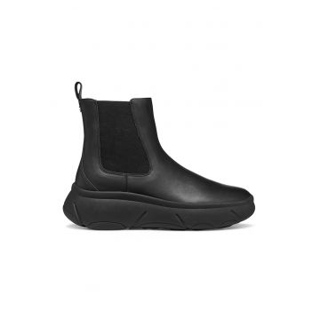 Ghete Chelsea wedge de piele - Negru