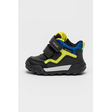 Ghete cu banda velcro dubla - Negru/Verde neon