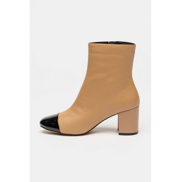 Ghete cu varf contrastant - Negru/Maro camel