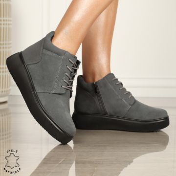 Ghete DAMA din PIELE NATURALA intoarsa CRL0911 GRI