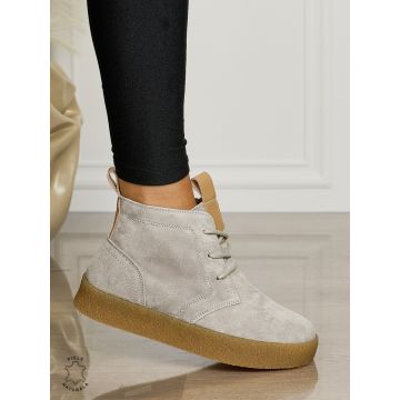 Ghete Dama Piele Naturala INTOARSA IMBLANITE CRL1457 GRI