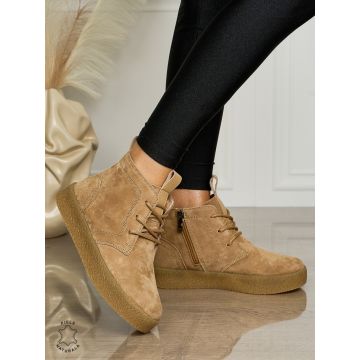 Ghete Dama Piele Naturala INTOARSA IMBLANITE CRL1457 KHAKI