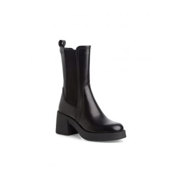 Ghete de piele cu segment din material textil