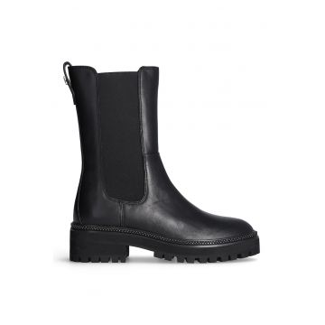 Ghete de piele si piele ecologica - fara inchidere - Negru