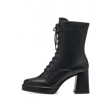 Ghete din piele ecologica cu toc masiv - Negru