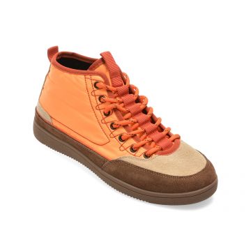 Ghete GRYXX portocalii, M99898, din material textil si piele naturala