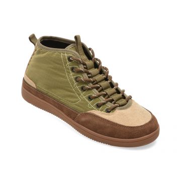 Ghete GRYXX verzi, M99898, din material textil si piele naturala