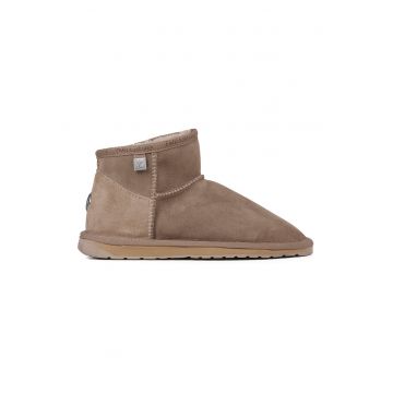 Ghete slip-on de piele intoarsa cu logo - Maro taupe