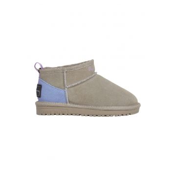 Ghete slip-on din piele intoarsa - Albastru lavanda/Maro taupe deschis