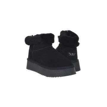 Pantofi dama HUGH Platform piele naturala Negru - Negru