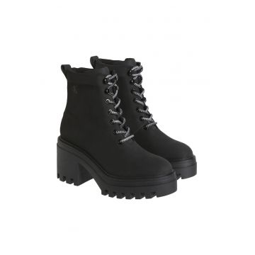 Botine cu platforma dama -  piele naturala - negru