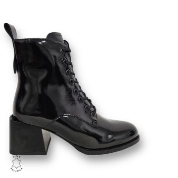 BOTINE DAMA CU TOC GROS din PIELE NATURALA CRL1328 CULOARE:NEGRU