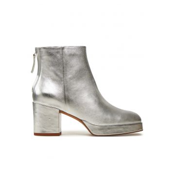 Botine dama  Elton - argintiu - piele naturala