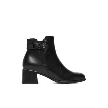Botine dama -  piele naturala - negru -