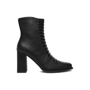 Botine femei -  material textil - negru -