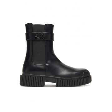 Botine femei -  piele ecologica - negru -