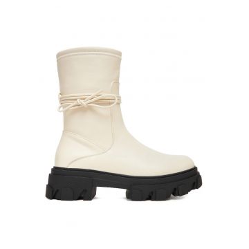 Botine femeie -  material textil - bej -