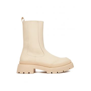 Botine femeie -  material textil - bej -