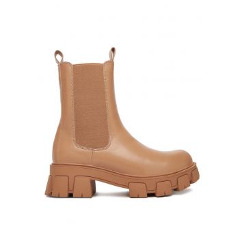 Botine femeie -  material textil - maro -