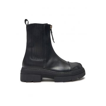 Botine femeie -  piele naturala - negru -